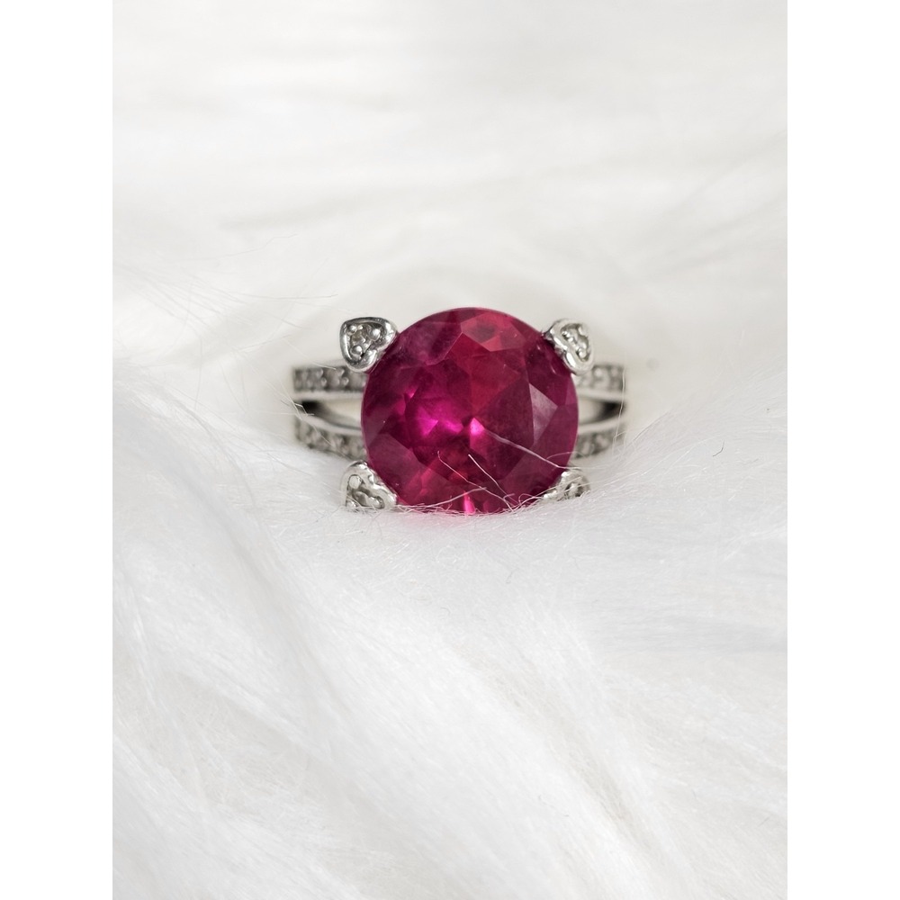 Estate Silver 925 Ruby Ring For Wedding Sterling Silver July Birthstone Size 7.5